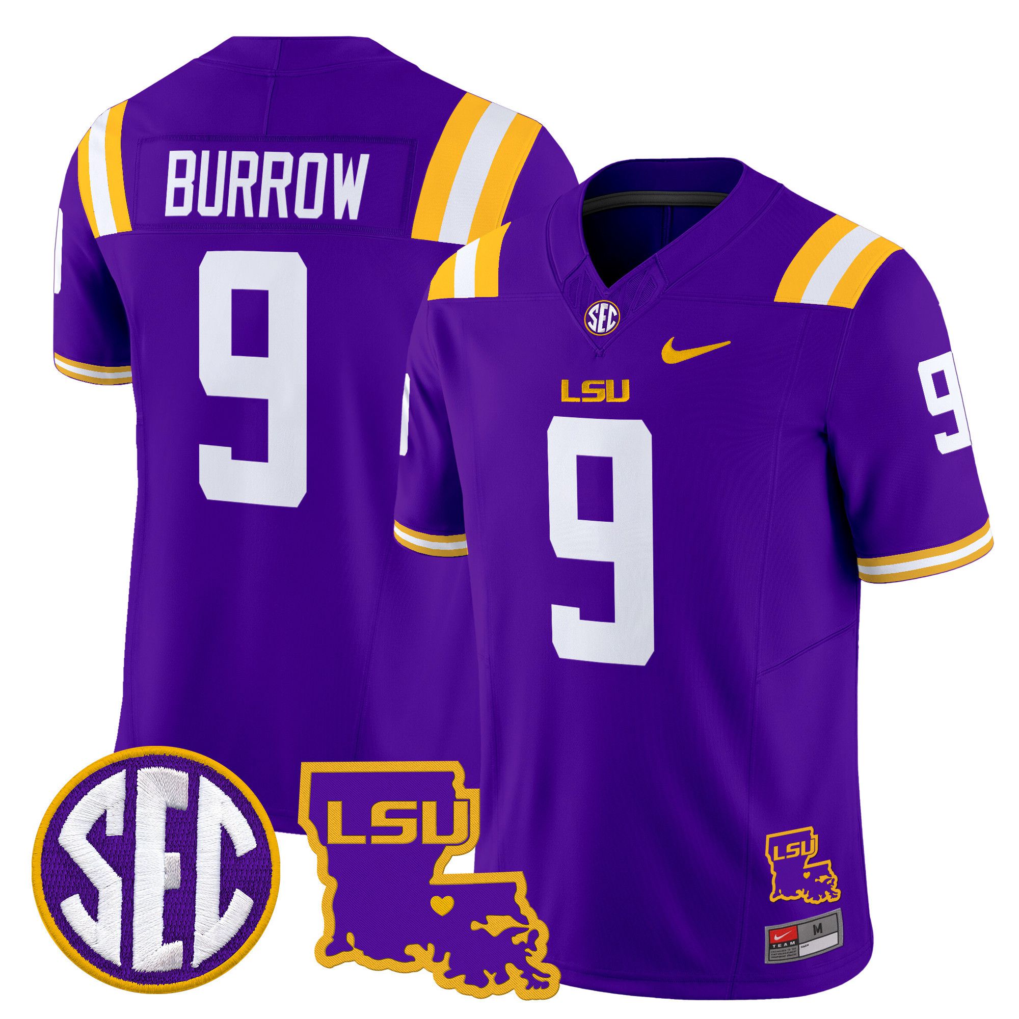 Men LSU Tigers #9 Burrow Purple 2024 Nike Louisiana Patch Vapor Limited NCAA Jersey style 1->customized nfl jersey->Custom Jersey